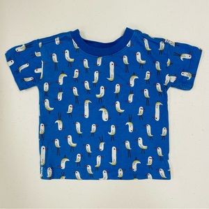 Hanna Andersson Seagulls Tee Boys 18-24M Girls Combed Cotton Blue T-Shirt Summer
